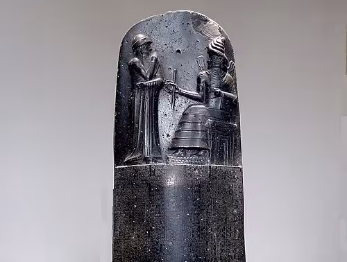 A stele carrying the Code of Hammurabi, currently at the Louvre